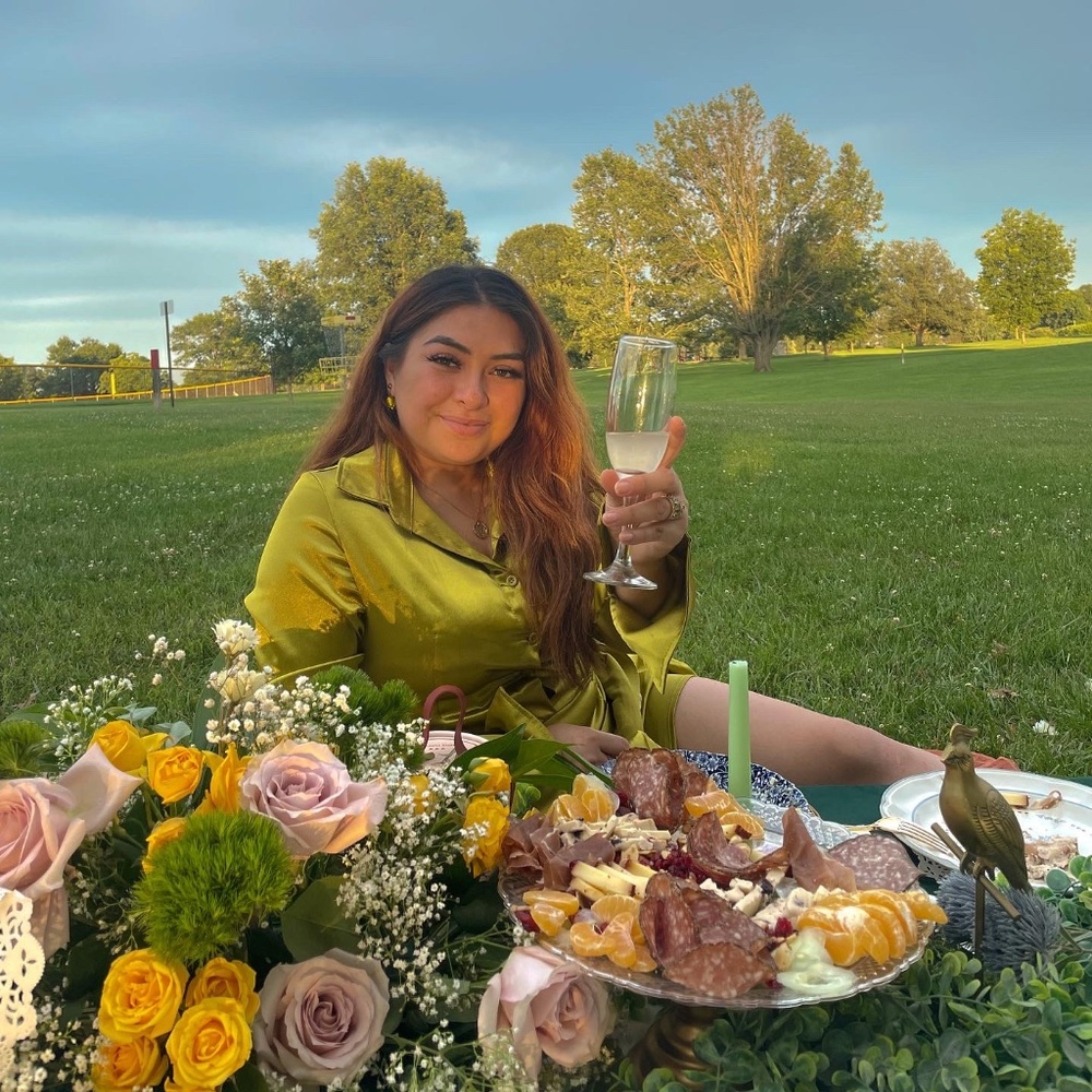 Gold green dress